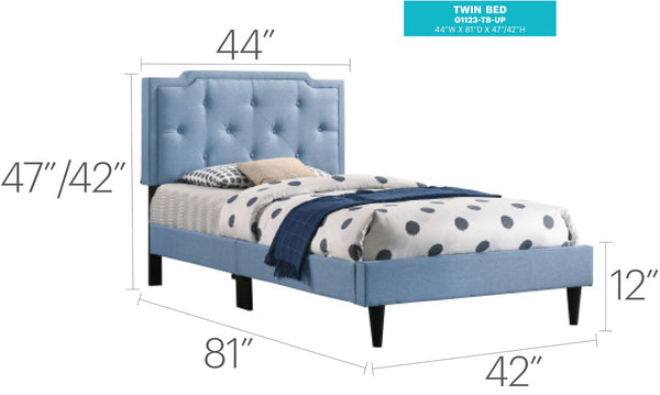 English Elm Stylish Twin Bed Bold Cobalt Finish Casual Frame for Kids Teen or Guest Bedroom B078107961