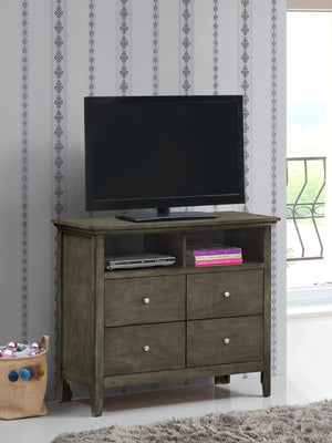 English Elm Hammond Media Chest with Wood Veneer Dovetail Drawers and Nickel Hardware in Warm Gray B078108316