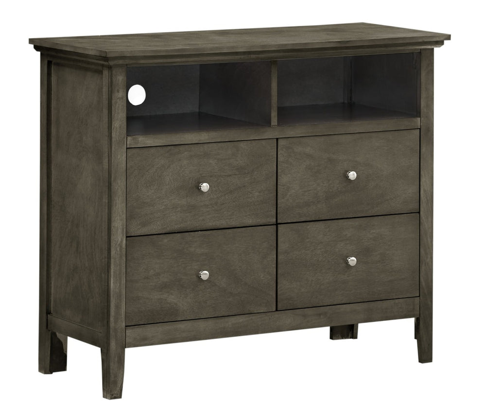 English Elm Hammond Media Chest with Wood Veneer Dovetail Drawers and Nickel Hardware in Warm Gray B078108316