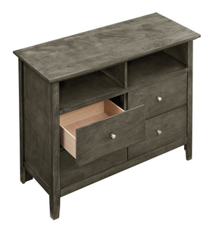 English Elm Hammond Media Chest with Wood Veneer Dovetail Drawers and Nickel Hardware in Warm Gray B078108316