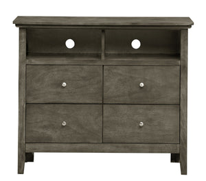 English Elm Hammond Media Chest with Wood Veneer Dovetail Drawers and Nickel Hardware in Warm Gray B078108316