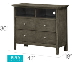 English Elm Hammond Media Chest with Wood Veneer Dovetail Drawers and Nickel Hardware in Warm Gray B078108316