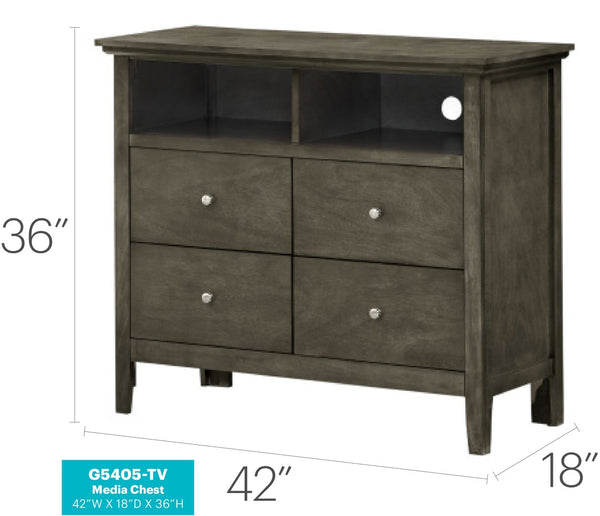 English Elm Hammond Media Chest with Wood Veneer Dovetail Drawers and Nickel Hardware in Warm Gray B078108316