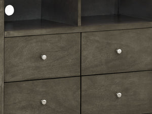English Elm Hammond Media Chest with Wood Veneer Dovetail Drawers and Nickel Hardware in Warm Gray B078108316