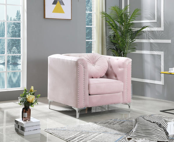 English Elm Contemporary Pink Upholstered Accent Chair Sloped Arms for Bedroom or Living Room B078108502