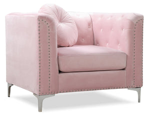 English Elm Contemporary Pink Upholstered Accent Chair Sloped Arms for Bedroom or Living Room B078108502
