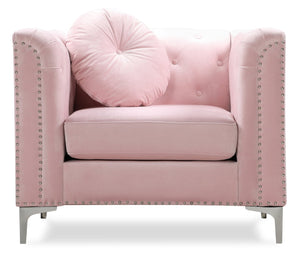 English Elm Contemporary Pink Upholstered Accent Chair Sloped Arms for Bedroom or Living Room B078108502