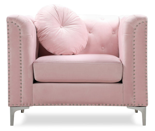 English Elm Contemporary Pink Upholstered Accent Chair Sloped Arms for Bedroom or Living Room B078108502