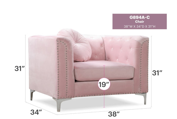 English Elm Contemporary Pink Upholstered Accent Chair Sloped Arms for Bedroom or Living Room B078108502