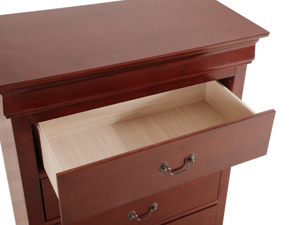 English Elm Elegant Cherry Finish Traditional Tall Chest Anchoring Bedroom or Hallway Decor B078112058