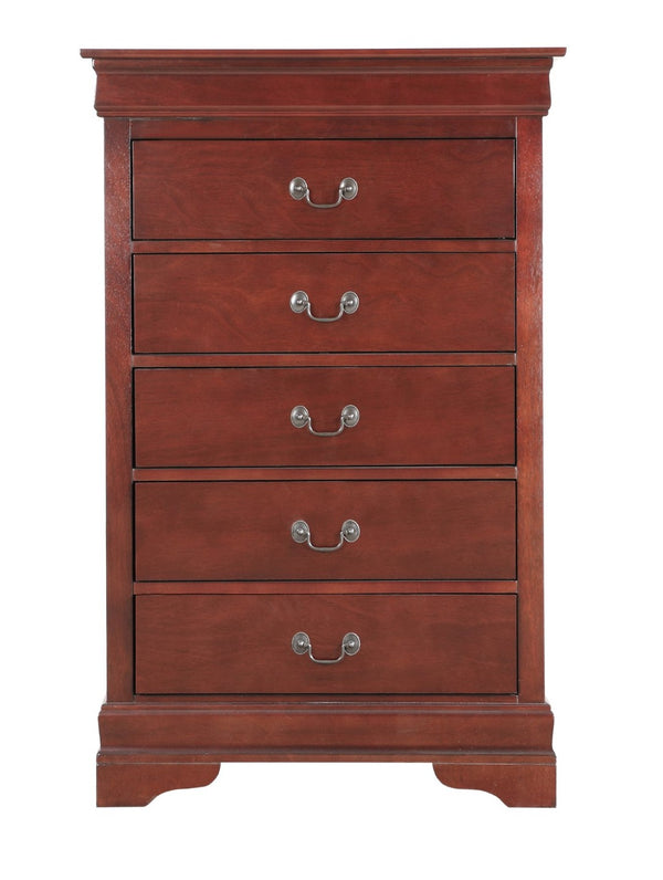English Elm Elegant Cherry Finish Traditional Tall Chest Anchoring Bedroom or Hallway Decor B078112058
