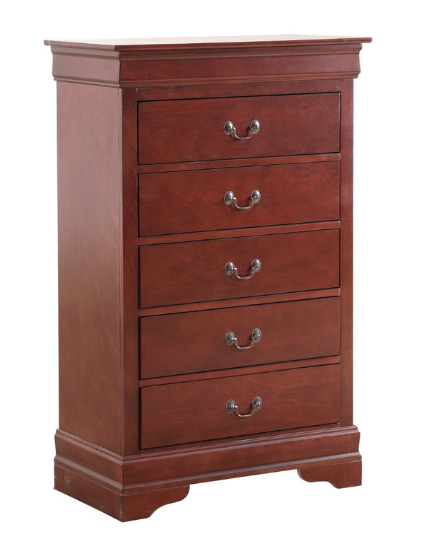 English Elm Elegant Cherry Finish Traditional Tall Chest Anchoring Bedroom or Hallway Decor B078112058