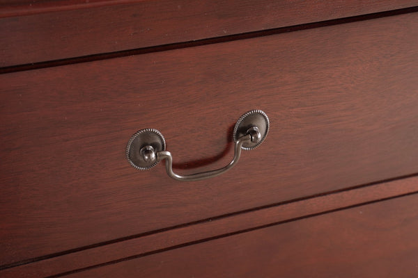 English Elm Elegant Cherry Finish Traditional Tall Chest Anchoring Bedroom or Hallway Decor B078112058