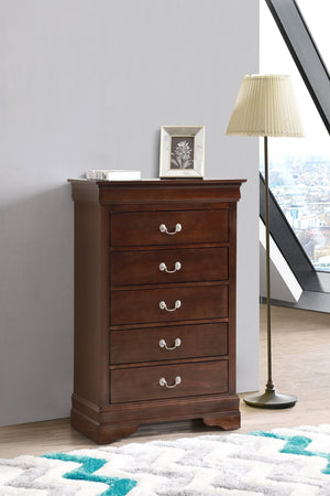 English Elm Elegant Cherry Finish Traditional Tall Chest Anchoring Bedroom or Hallway Decor Cappuccino B078112060