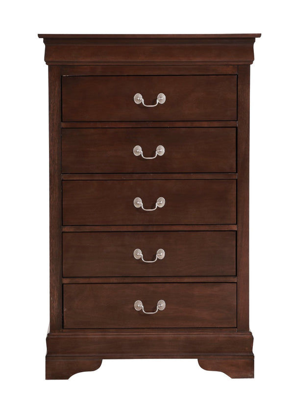 English Elm Elegant Cherry Finish Traditional Tall Chest Anchoring Bedroom or Hallway Decor Cappuccino B078112060