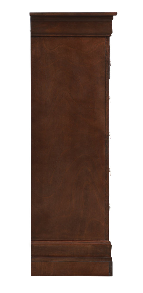 English Elm Elegant Cherry Finish Traditional Tall Chest Anchoring Bedroom or Hallway Decor Cappuccino B078112060