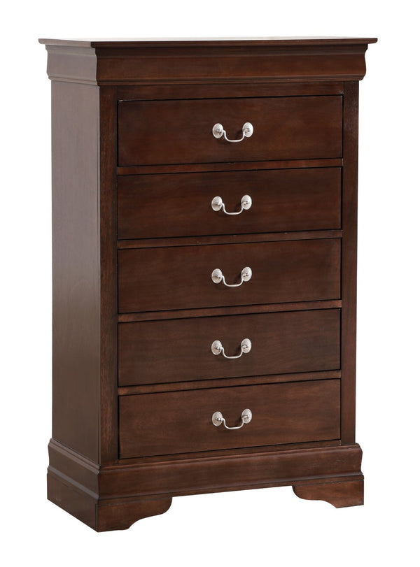 English Elm Elegant Cherry Finish Traditional Tall Chest Anchoring Bedroom or Hallway Decor Cappuccino B078112060