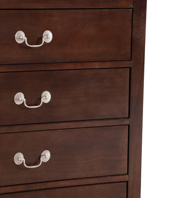 English Elm Elegant Cherry Finish Traditional Tall Chest Anchoring Bedroom or Hallway Decor Cappuccino B078112060