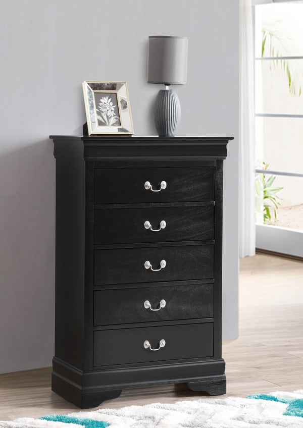 English Elm Elegant Cherry Finish Traditional Tall Chest Anchoring Bedroom or Hallway Decor Black B078112062