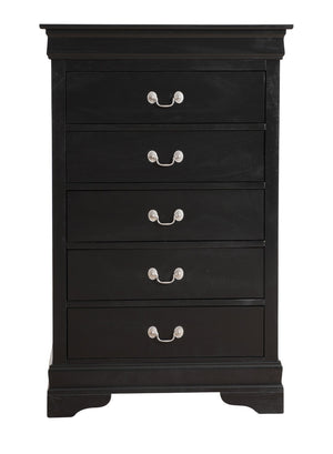 English Elm Elegant Cherry Finish Traditional Tall Chest Anchoring Bedroom or Hallway Decor Black B078112062