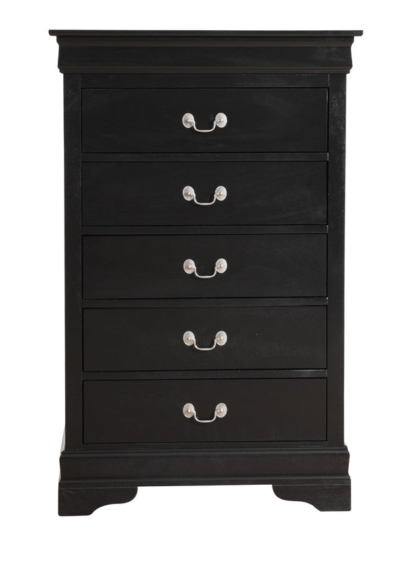 English Elm Elegant Cherry Finish Traditional Tall Chest Anchoring Bedroom or Hallway Decor Black B078112062