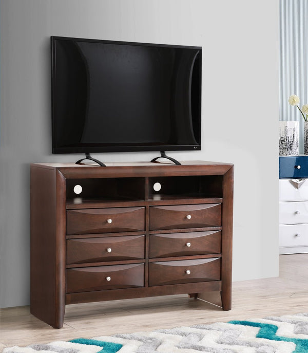 English Elm Marilla Media Chest with Dovetail Drawers Nickel Hardware Warm Wood Veneer Finish Cappuccino B078118250