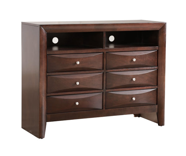 English Elm Marilla Media Chest with Dovetail Drawers Nickel Hardware Warm Wood Veneer Finish Cappuccino B078118250