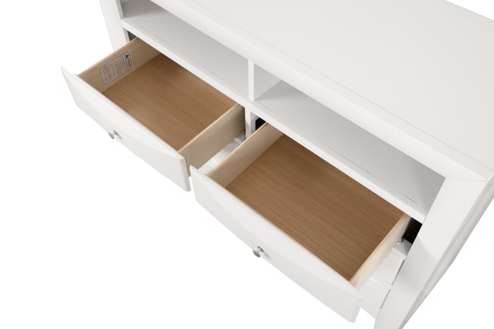 English Elm Marilla Media Chest with Dovetail Drawers Nickel Hardware Warm Wood Veneer Finish White B078118261