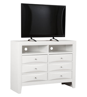 English Elm Marilla Media Chest with Dovetail Drawers Nickel Hardware Warm Wood Veneer Finish White B078118261