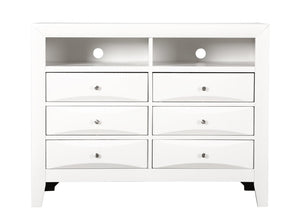 English Elm Marilla Media Chest with Dovetail Drawers Nickel Hardware Warm Wood Veneer Finish White B078118261