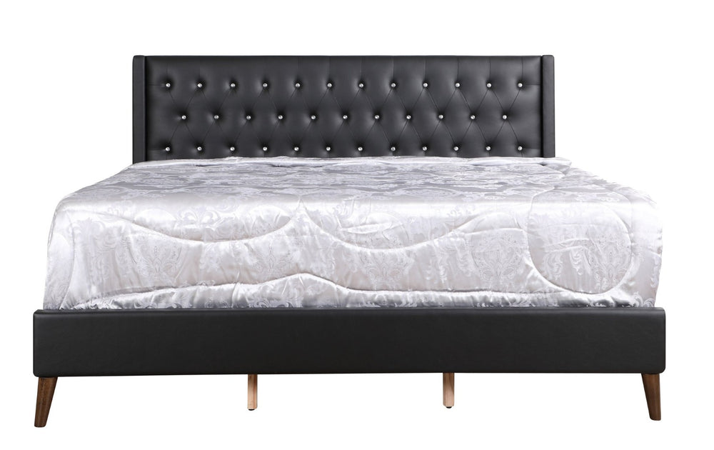 English Elm Sleek Matte Black King Bed with 48 Inch Architectural Headboard for Modern Bedrooms B078118273