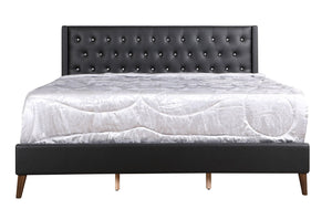 English Elm Sleek Matte Black King Bed with 48 Inch Architectural Headboard for Modern Bedrooms B078118273
