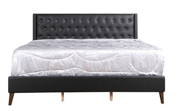 English Elm Sleek Matte Black King Bed with 48 Inch Architectural Headboard for Modern Bedrooms B078118273