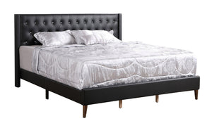English Elm Sleek Matte Black King Bed with 48 Inch Architectural Headboard for Modern Bedrooms B078118273