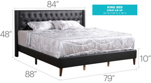 English Elm Sleek Matte Black King Bed with 48 Inch Architectural Headboard for Modern Bedrooms B078118273