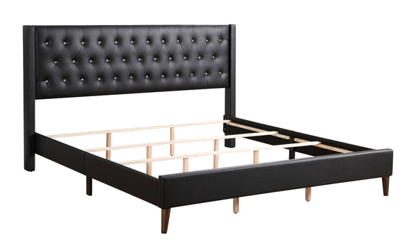 English Elm Sleek Matte Black King Bed with 48 Inch Architectural Headboard for Modern Bedrooms B078118273
