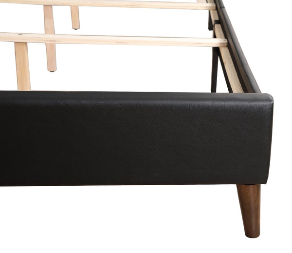 English Elm Sleek Matte Black King Bed with 48 Inch Architectural Headboard for Modern Bedrooms B078118273