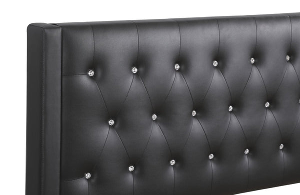 English Elm Sleek Matte Black King Bed with 48 Inch Architectural Headboard for Modern Bedrooms B078118273