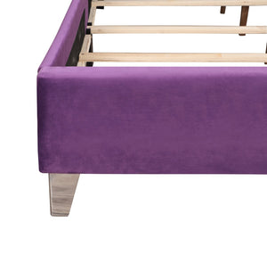 English Elm Elegant King Bed with Deeply Padded Purple Upholstered Headboard for Bold Bedrooms B078118300