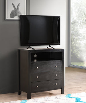 English Elm Burlington Matte Black Media Chest with Dovetail Drawers and Wood Veneer Finish B078118341
