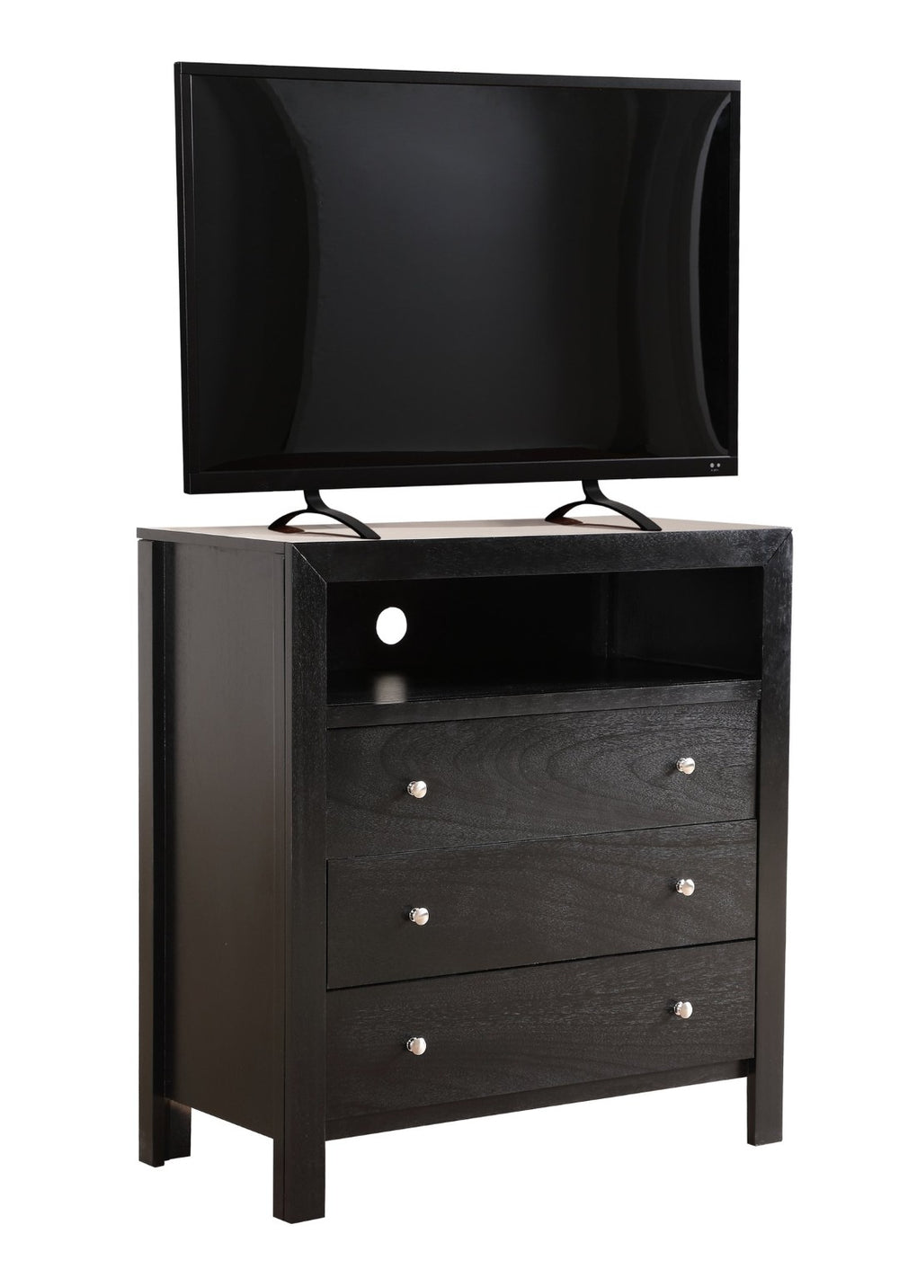 English Elm Burlington Matte Black Media Chest with Dovetail Drawers and Wood Veneer Finish B078118341