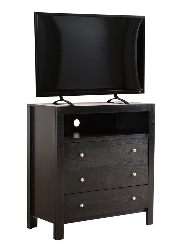 English Elm Burlington Matte Black Media Chest with Dovetail Drawers and Wood Veneer Finish B078118341
