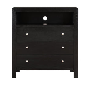 English Elm Burlington Matte Black Media Chest with Dovetail Drawers and Wood Veneer Finish B078118341