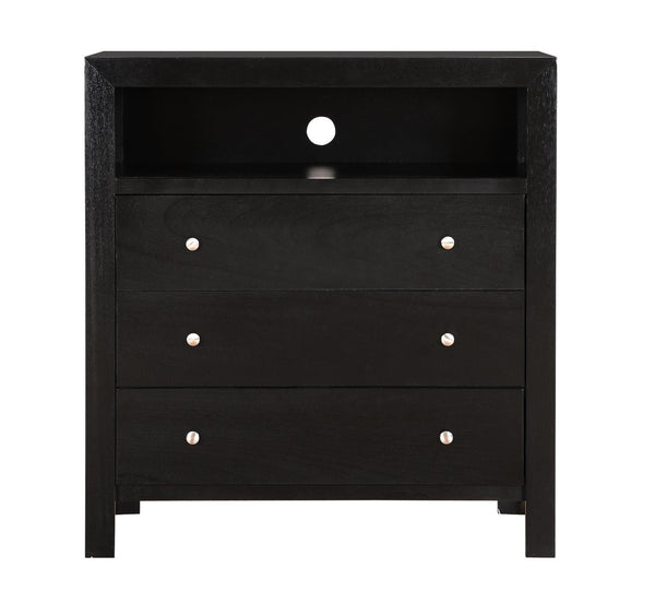 English Elm Burlington Matte Black Media Chest with Dovetail Drawers and Wood Veneer Finish B078118341