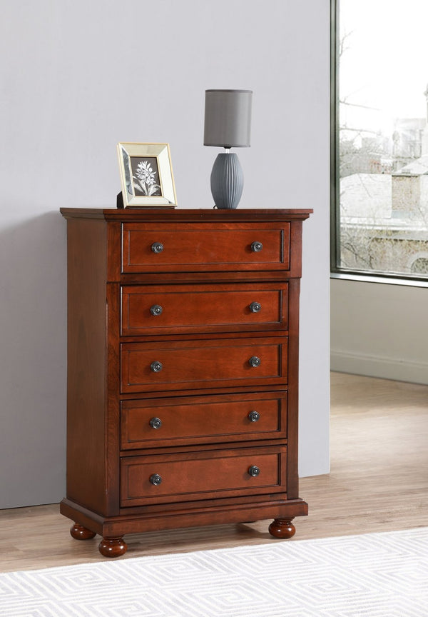 English Elm Meade Seven Drawer Tall Chest in Cherry Veneer with Dovetail Joinery Traditional Style B078118437