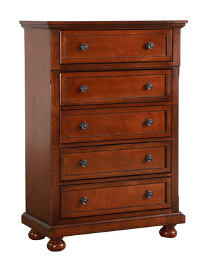 English Elm Meade Seven Drawer Tall Chest in Cherry Veneer with Dovetail Joinery Traditional Style B078118437