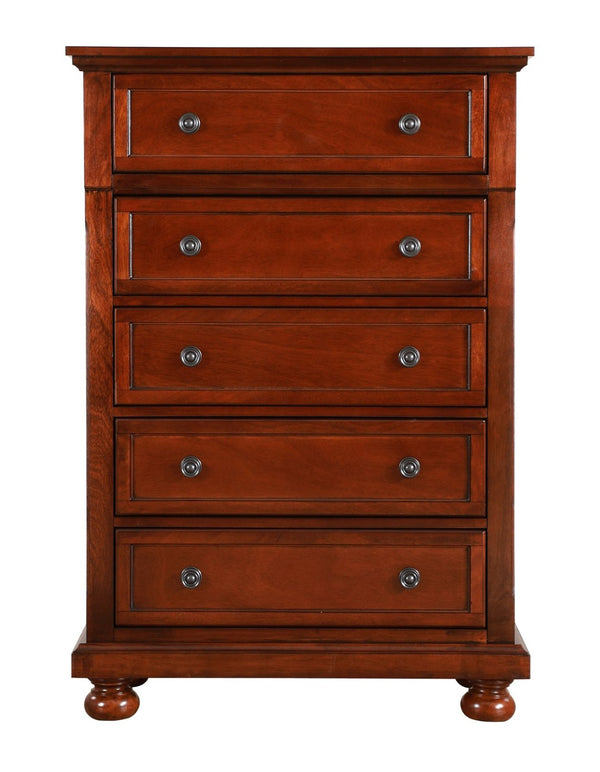 English Elm Meade Seven Drawer Tall Chest in Cherry Veneer with Dovetail Joinery Traditional Style B078118437