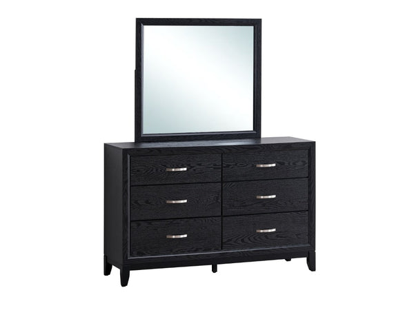 English Elm Glasgow Six Drawer Dresser Matte Black Finish with Brushed Steel Hardware Bedroom Storage B078P349544