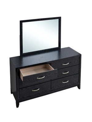 English Elm Glasgow Six Drawer Dresser Matte Black Finish with Brushed Steel Hardware Bedroom Storage B078P349544