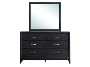 English Elm Glasgow Six Drawer Dresser Matte Black Finish with Brushed Steel Hardware Bedroom Storage B078P349544